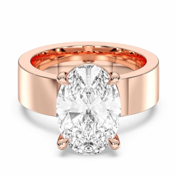 Oval Solitaire Ring – 7mm Band