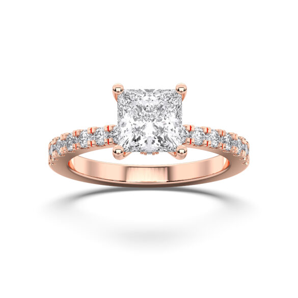 Princess Hidden Halo Pave Ring