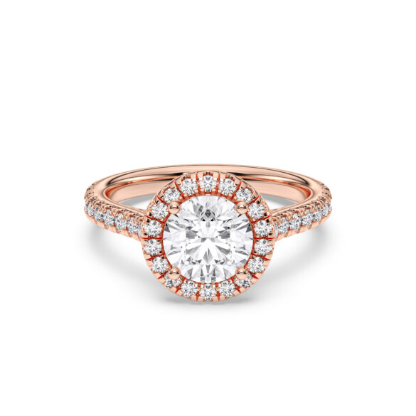 Round Halo-Pave Ring