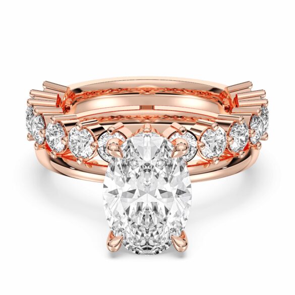 Oval Solitaire Ring with Round Matching Band