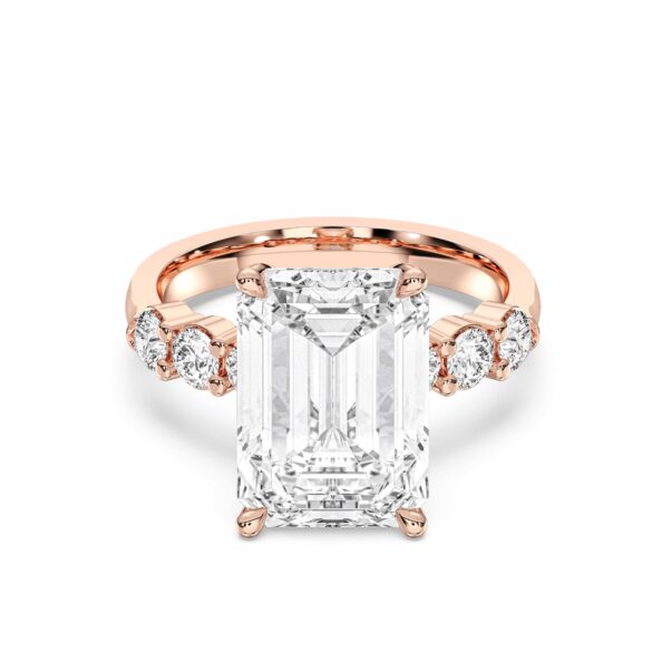 Emerald 6-Side Stone Solitaire Ring