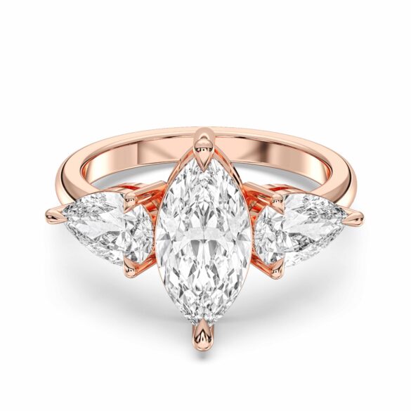 Marquise-Pear Sidestone 3-Stone Ring