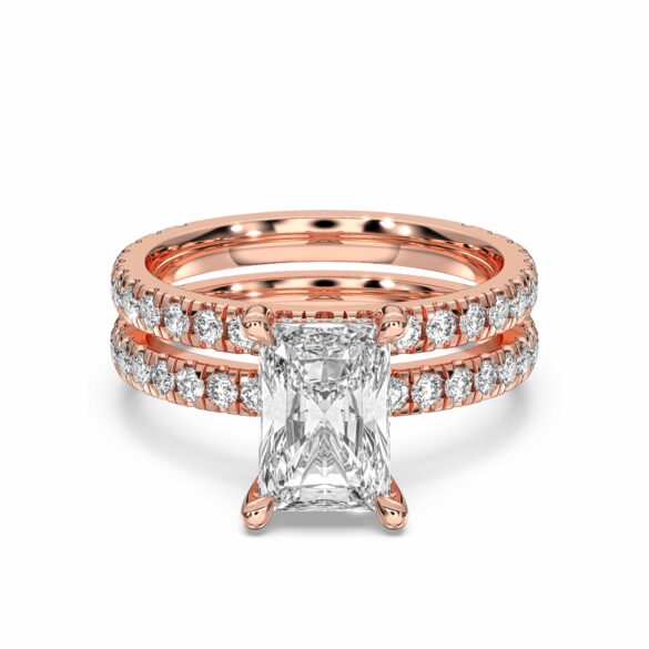 Emerald Pavé Ring with Matching Band