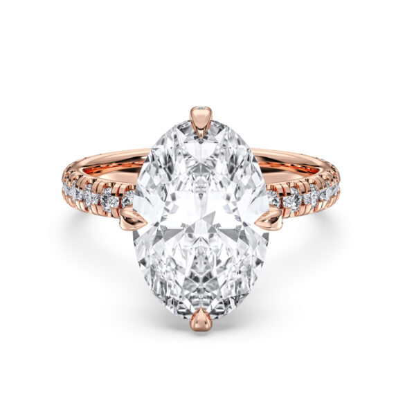 Oval Compass-Prong Pavé Ring