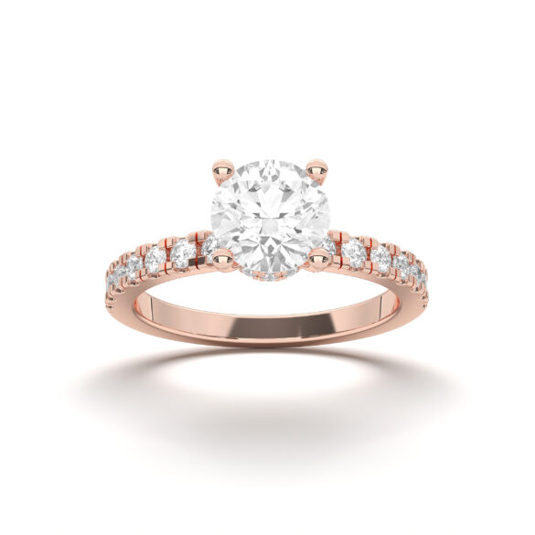 Round Hidden Halo Pave Ring
